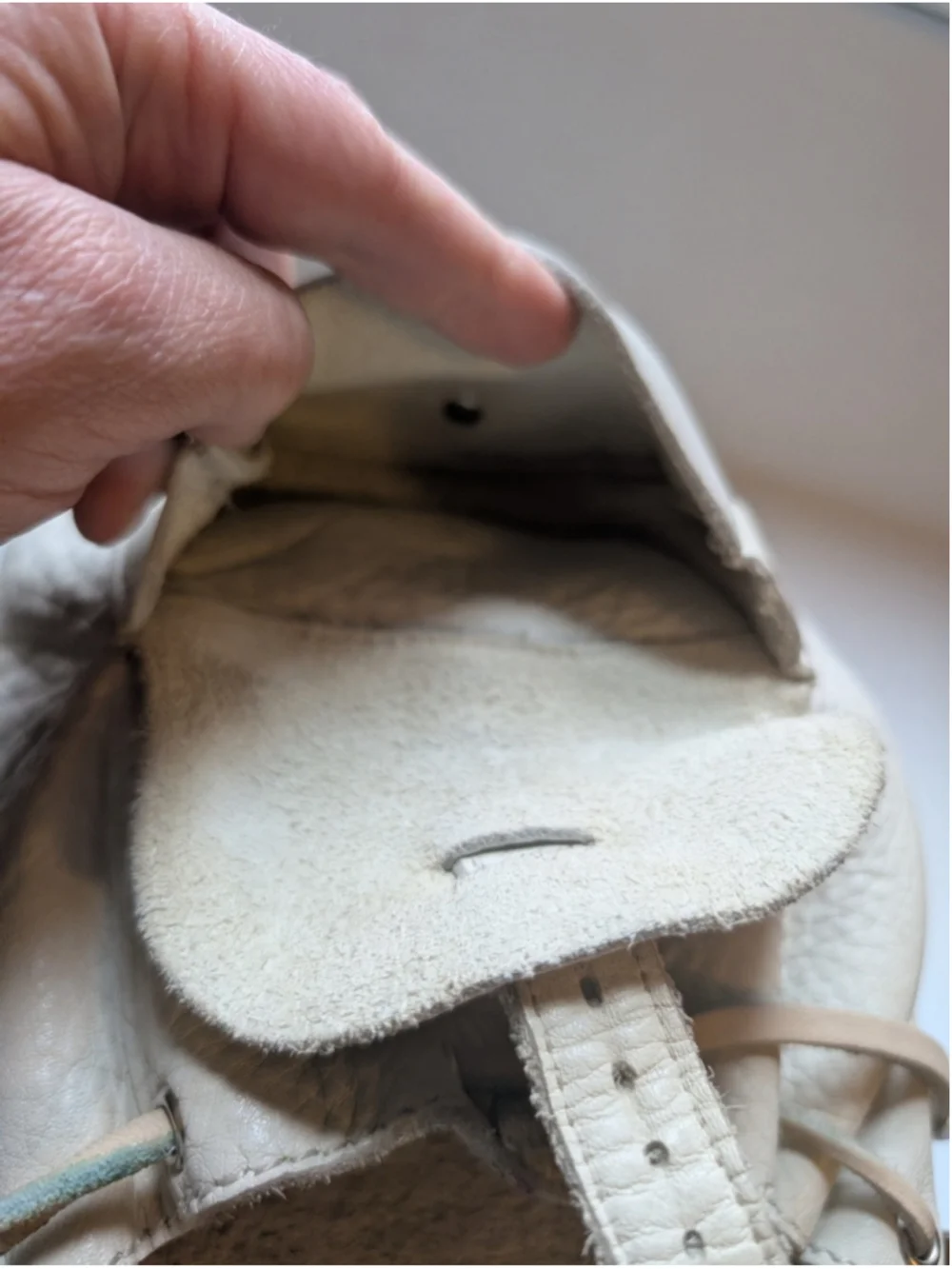 Roots Leather Mini Backpack in Off White Color In VGUC